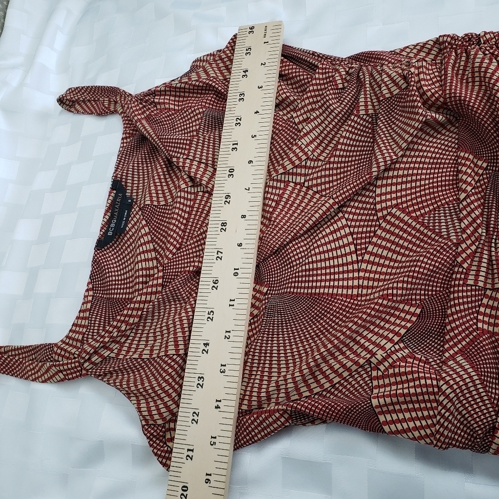 BCBG MaxAzia Surplice V -Neck Tank Brown Geometric Print Women's Dress Size S - Picture 5 of 8